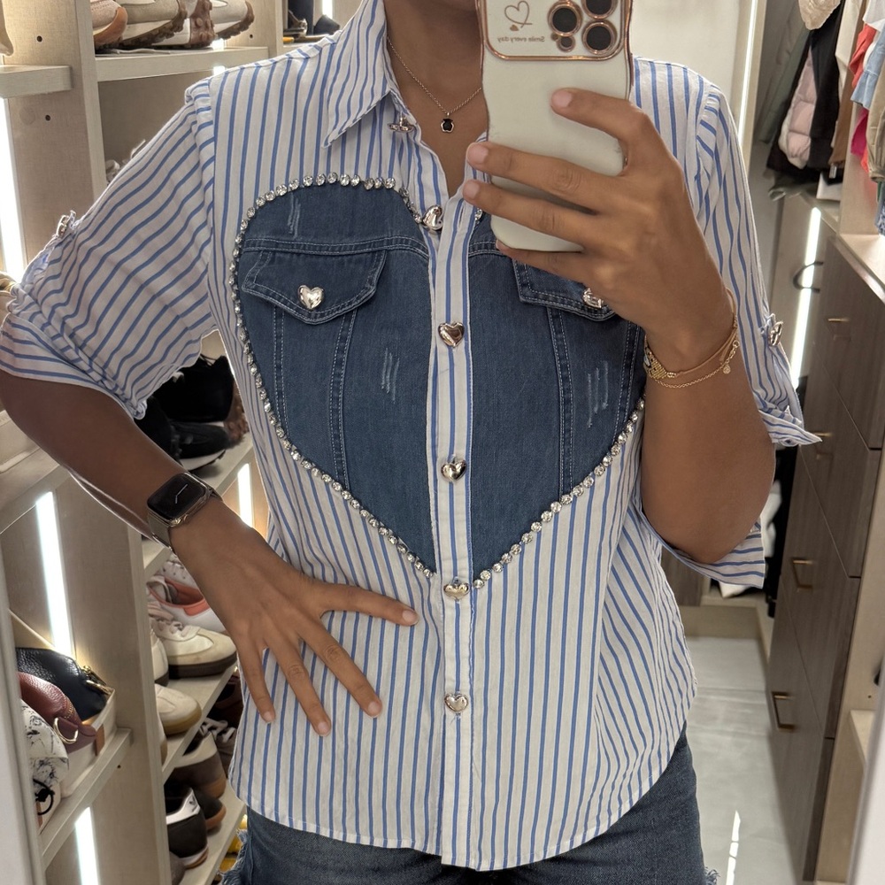 Pastels Blue and White Striped Button Down Shirt